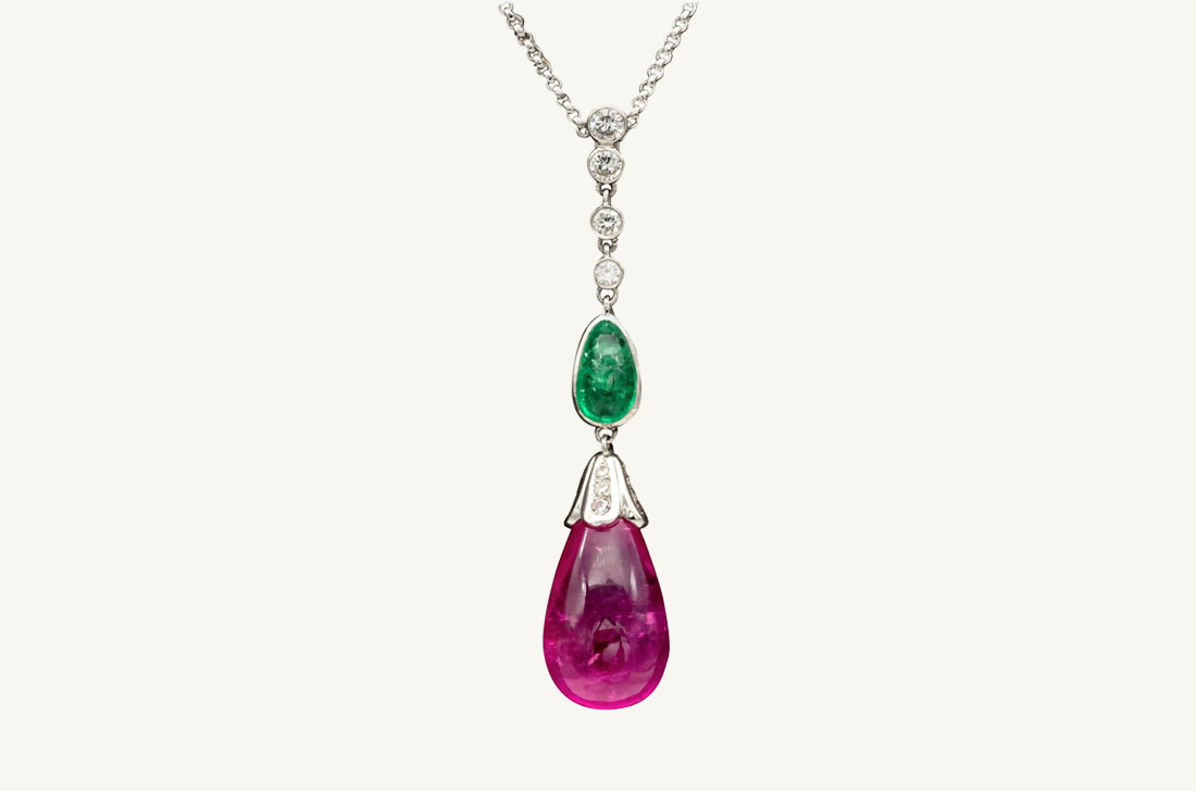 Drop - Rubelite, Emerald & diamonds