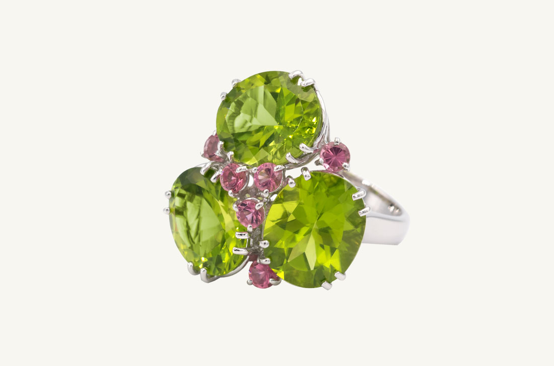 Lily Pad - Peridots and Tourmalines