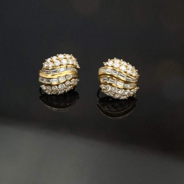 Golden Wave Diamond Earrings