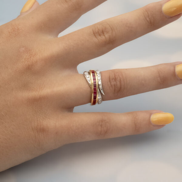 Ruby & Diamond Crossover Ring
