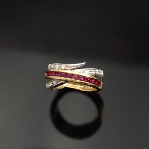 Ruby & Diamond Crossover Ring