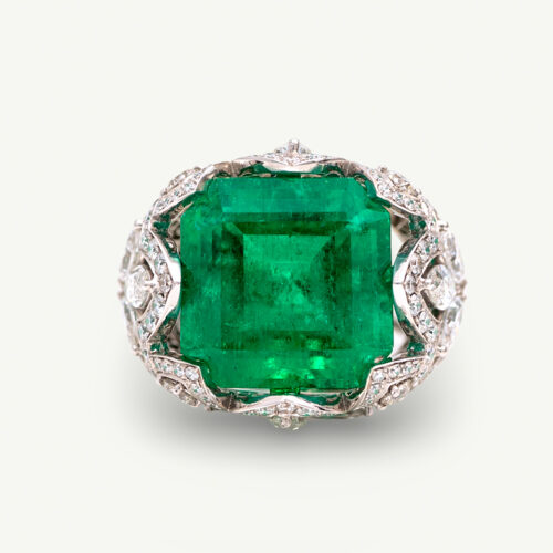 CoverB 17.81 ct Colombian Emerald Lace Ring