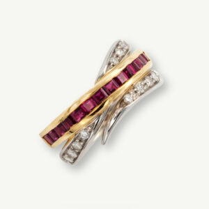 Ruby & Diamond Crossover Ring