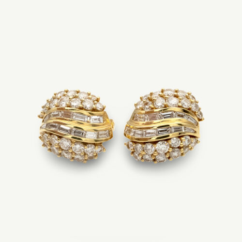 Golden Wave Diamond Earrings