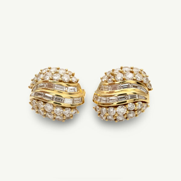 Golden Wave Diamond Earrings