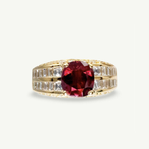 Cushion cut ruby ring