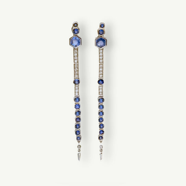 Hexa Sapphire Drop Earrings