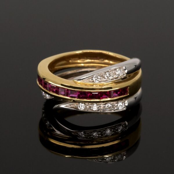 Ruby & Diamond Crossover Ring