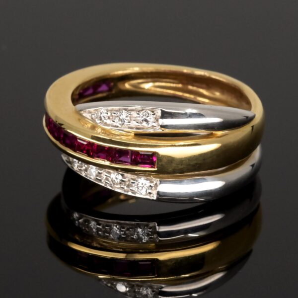 Ruby & Diamond Crossover Ring
