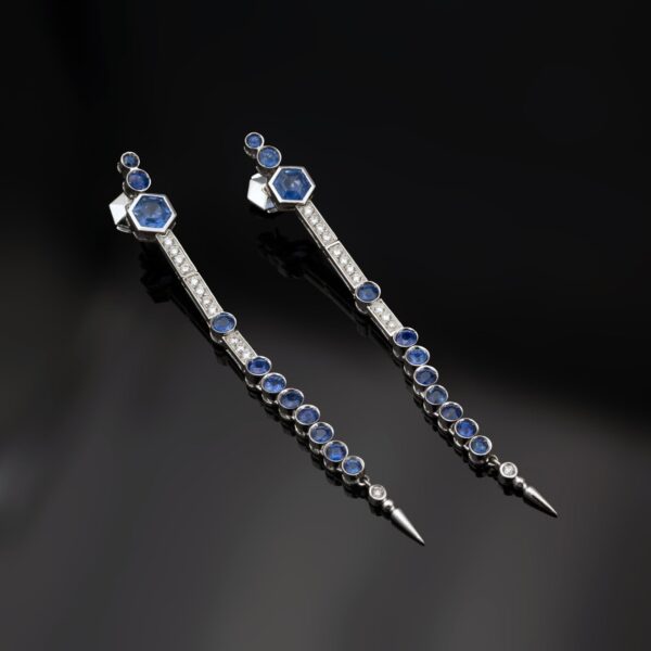 Hexa Sapphire Drop Earrings