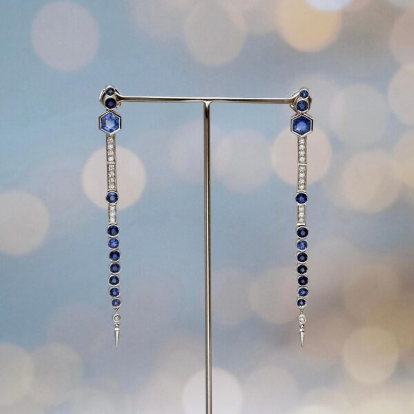 Hexa Sapphire Drop Earrings