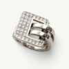 Invisible-Setting Princess-Cut Ring Diamond Buckle Ring in 18K white gold pavé-set with diamonds by Claris-A