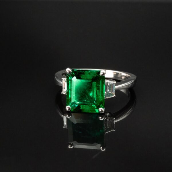 2.98 ct Emerald Three-Stone Ring