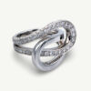 interwoven-diamond-loop-ring-claris-a.jpg Interwoven diamond loop ring in 18K white gold with one polished band and one pavé-set with brilliant-cut diamonds by Claris-A.