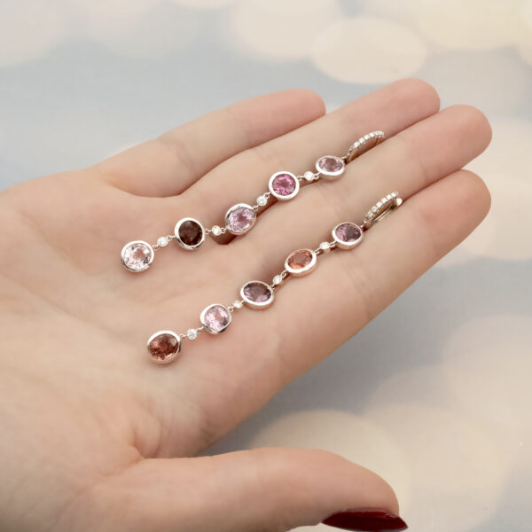 spinels-diamonds-earrings-18k-white-gold.jpg Spinels and Diamonds Earrings in 18K White Gold, six spinels, 0.35 ct diamonds, fluid vertical design.