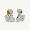 Cover-Claris-A-Diamond-Yellow-Gold-Bow-Earrings Diamond ribbon earrings in 18K yellow gold shaped as sculpted bows pavé-set with brilliant-cut diamonds by Claris-A.