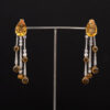 citrine-diamond-dangle-earrings-white-gold-Claris-A.jpg 18K white gold citrine diamond dangle earrings with articulated three-part drop design