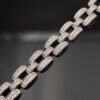 Diamond Panel Bracelet in 18K White Gold Articulated 18K white gold bracelet composed of rectangular diamond-set links with open centres and a graphic, structured design.