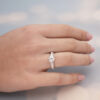 5909C 18K white gold diamond engagement ring with 1.50ct round brilliant centre stone worn on hand