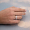 5920 18K white gold diamond engagement ring with 1.50ct round brilliant centre stone worn on hand