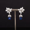 sapphire-diamond-dangle-drop-earrings Floral Drop Earrings