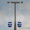 Lapis Lazuli Diamond Drop Earrings White gold drop earrings with lapis lazuli egg-shaped drops and pavé-set diamond accents