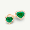 ClarisA_Cover_DoubleHEart Rose gold toi et moi ring with two heart-shaped Colombian emeralds and diamond halo settings