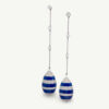 Cover_Egg_Earrings_ClarisA White gold drop earrings with lapis lazuli egg-shaped drops and pavé-set diamond accents