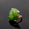 Apple Green Turquoise Dome Ring in Yellow Gol Domed apple green turquoise cabochon ring set in yellow gold with sculptural prongs and organic veining