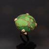 Apple Green Turquoise Dome Ring in Yellow Gol Domed apple green turquoise cabochon ring set in yellow gold with sculptural prongs and organic veining