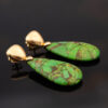 Turquoise Drop Earrings Yellow Gold Apple green turquoise drop earrings in yellow gold with sculptural fittings and natural veining