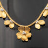 Italian Diamond Floral Collar Necklace in Yellow Gold Italian 18K yellow gold floral collar necklace with woven structure and diamond-set sculpted flower motifs