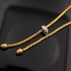 Italian Diamond Floral Collar Necklace in Yellow Gold Italian 18K yellow gold floral collar necklace with woven structure and diamond-set sculpted flower motifs
