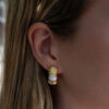 Italian Dual-Tone Gold Sculptural Earrings Italian 18K white and yellow gold sculptural earrings with handmade engraved textured links and rounded gold details.