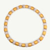 Italian Dual-Tone Gold Sculptural Necklace Italian 18K white and yellow gold sculptural necklace with textured engraved links and rounded connectors.