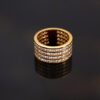 Four-Row Diamond Alliance Ring in 18K Yellow Gold 18K yellow gold four-row diamond alliance ring with round diamonds in a wide polished band.