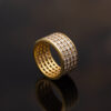 Four-Row Diamond Alliance Ring in 18K Yellow Gold 18K yellow gold four-row diamond alliance ring with round diamonds in a wide polished band.