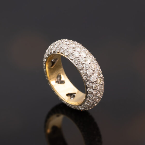 Diamond Bombe Ring in 18K White & Yellow Gold 18K white and yellow gold diamond bombe ring set with diamonds and featuring a rounded dual-tone design.