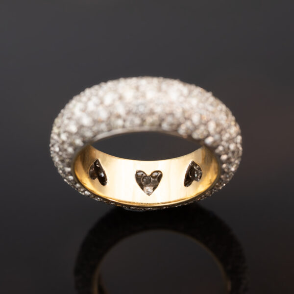 Diamond Bombe Ring in 18K White & Yellow Gold 18K white and yellow gold diamond bombe ring set with diamonds and featuring a rounded dual-tone design.