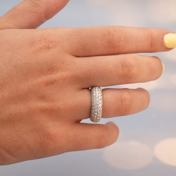 Diamond Bombe Ring in 18K White & Yellow Gold 18K white and yellow gold diamond bombe ring set with diamonds and featuring a rounded dual-tone design.